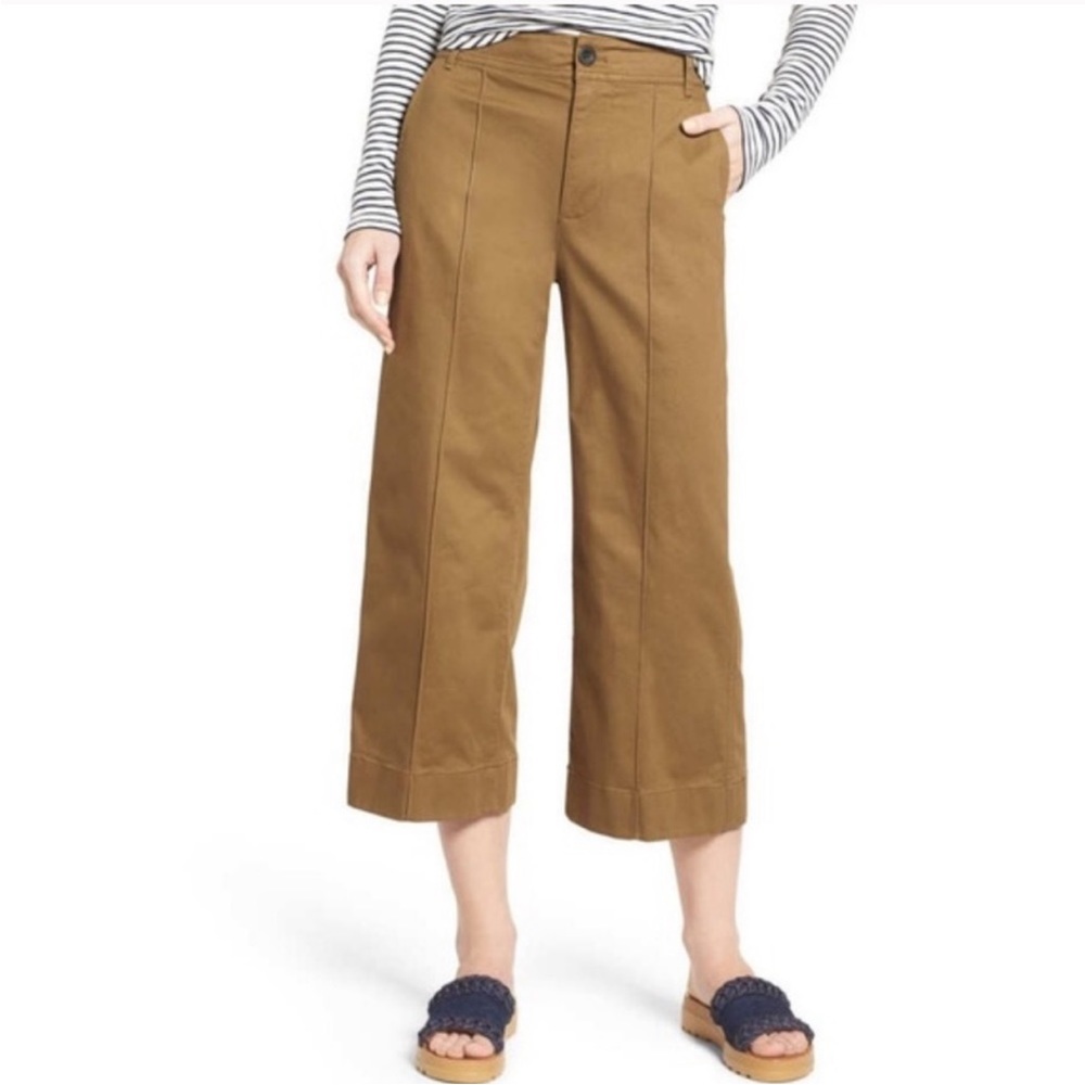 Madewell Langford Wide-Leg Crop Pants Khaki Size 24